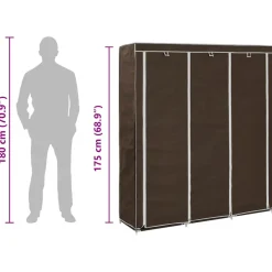 vidaXL Kledingkast met vakken en stangen 150x45x175 cm stof bruin