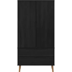 vidaXL Kledingkast MOLDE Zwart 90 x 55 x 175 cm Massief grenenhout