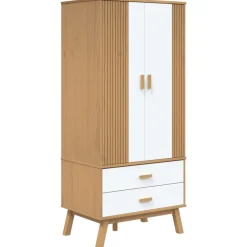 vidaXL Kledingkast OLDEN 76,5x53x172 cm grenenhout wit en bruin