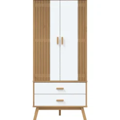 vidaXL Kledingkast OLDEN 76,5x53x172 cm grenenhout wit en bruin