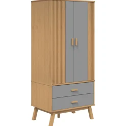 vidaXL Kledingkast OLDEN 76,5x53x172 cm grenenhout grijs en bruin