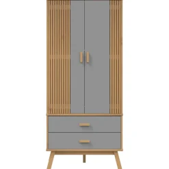 vidaXL Kledingkast OLDEN 76,5x53x172 cm grenenhout grijs en bruin