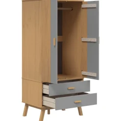 vidaXL Kledingkast OLDEN 76,5x53x172 cm grenenhout grijs en bruin