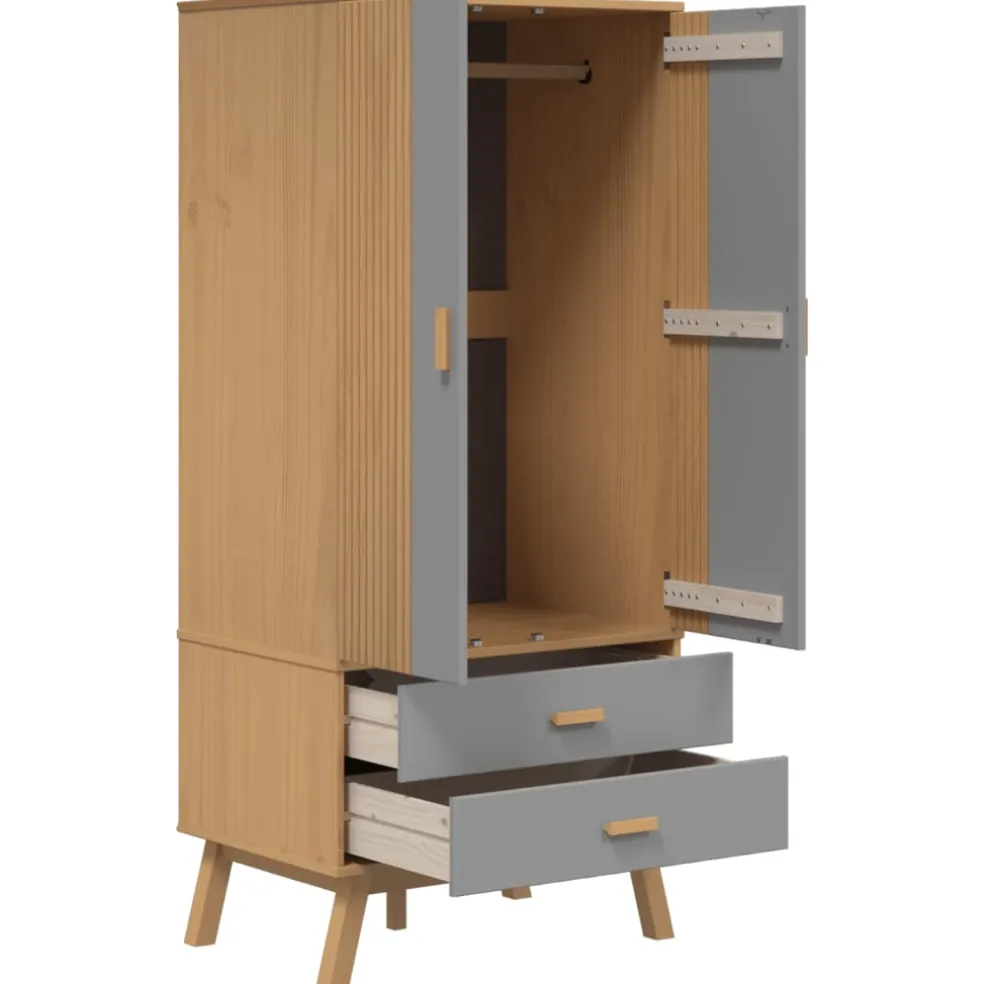 vidaXL Kledingkast OLDEN 76,5x53x172 cm grenenhout grijs en bruin