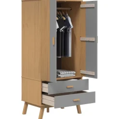 vidaXL Kledingkast OLDEN 76,5x53x172 cm grenenhout grijs en bruin