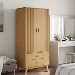 vidaXL Kledingkast OLDEN 76,5x53x172 cm massief grenenhout bruin