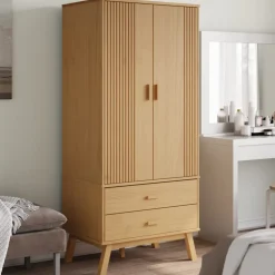 vidaXL Kledingkast OLDEN 76,5x53x172 cm massief grenenhout bruin