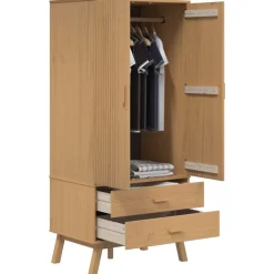 vidaXL Kledingkast OLDEN 76,5x53x172 cm massief grenenhout bruin