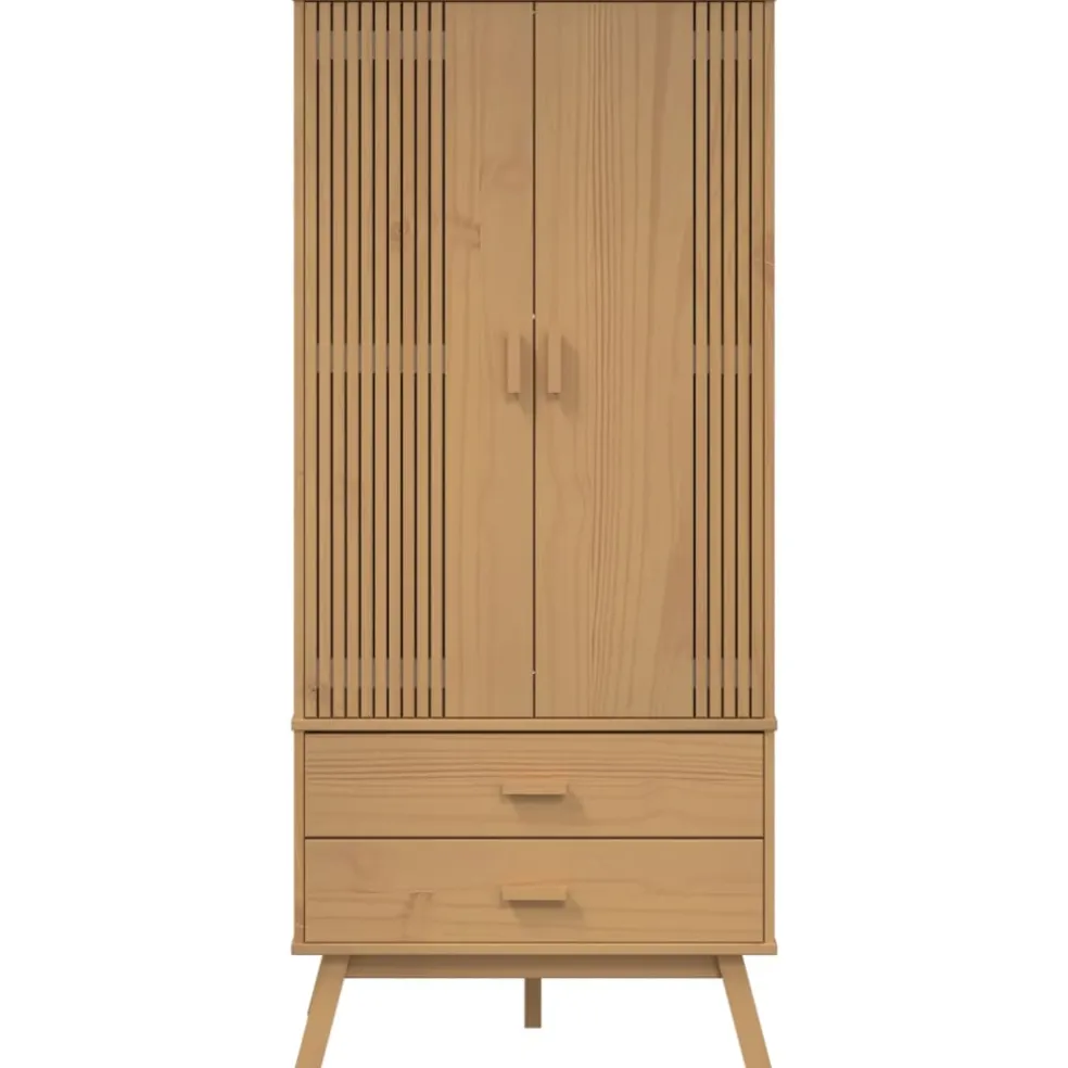 vidaXL Kledingkast OLDEN 76,5x53x172 cm massief grenenhout bruin