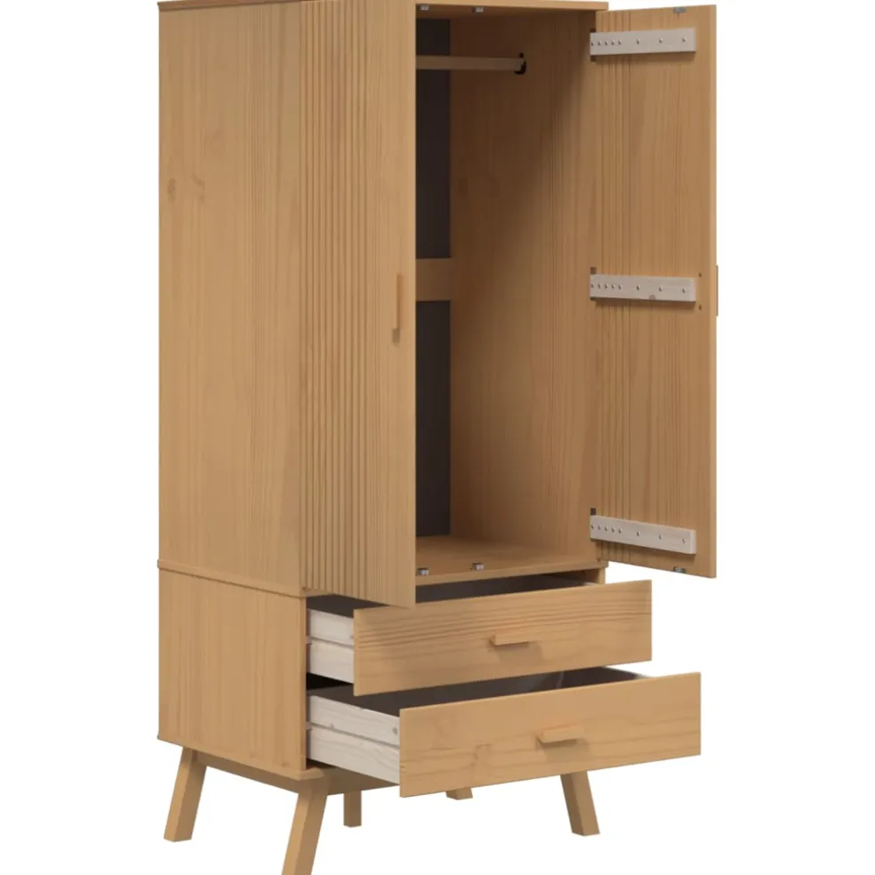 vidaXL Kledingkast OLDEN 76,5x53x172 cm massief grenenhout bruin
