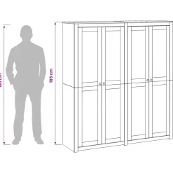 vidaXL Kledingkast PANAMA Honing 169 x 50 x 185 cm Massief grenenhout
