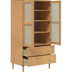 vidaXL Kledingkast SENJA 90x55x175 cm rattan look grenenhout bruin