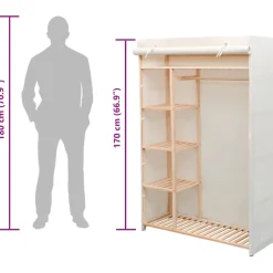 vidaXL Kledingkast stof en grenenhout 110x40x170 cm