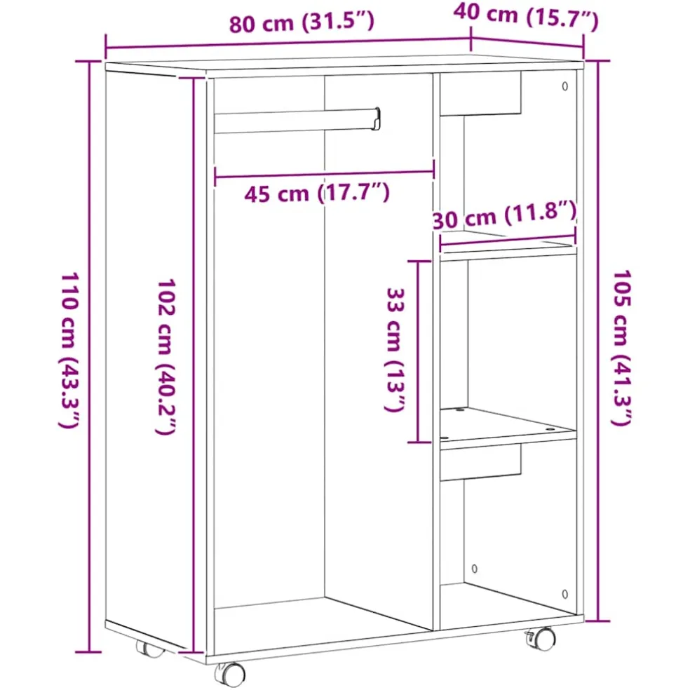 vidaXL Kledingkast 80x40x110 cm bewerkt hout artisanaal eikenkleur