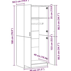 vidaXL Kledingkast 30x50x200 cm bewerkt hout artisanaal eikenkleur