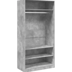 vidaXL Kledingkast 100x50x200 cm bewerkt hout betongrijs