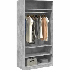 vidaXL Kledingkast 100x50x200 cm bewerkt hout betongrijs