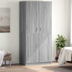 vidaXL Kledingkast 90x52x200 cm bewerkt hout grijs sonoma eikenkleurig
