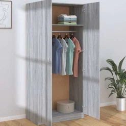 vidaXL Kledingkast 90x52x200 cm bewerkt hout grijs sonoma eikenkleurig