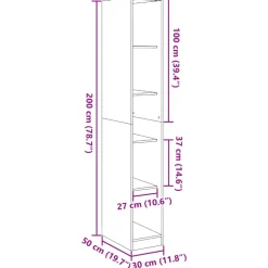 vidaXL Kledingkast 30x50x200 cm bewerkt hout gerookt eikenkleurig