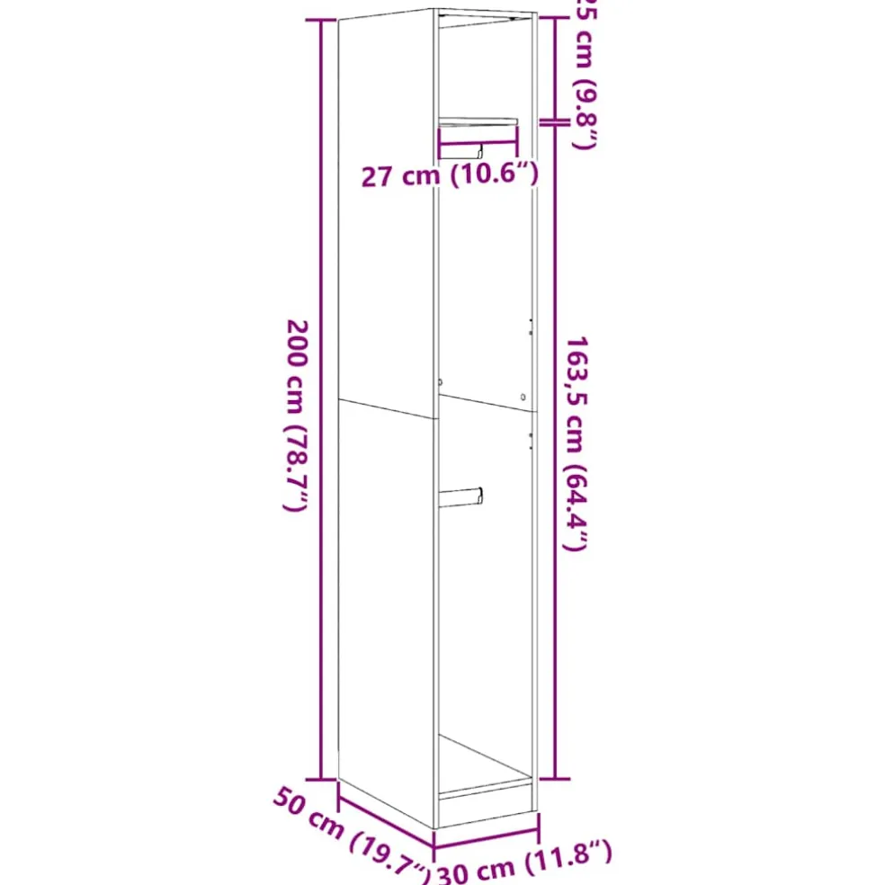 vidaXL Kledingkast 30x50x200 cm bewerkt hout sonoma eikenkleurig
