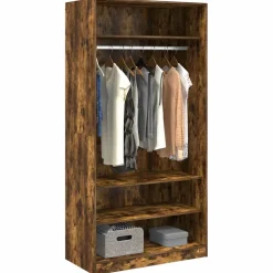 vidaXL Kledingkast 100x50x200 cm bewerkt hout gerookt eikenkleurig