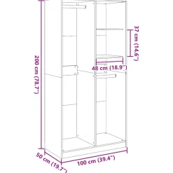 vidaXL Kledingkast 82,5x51,5x180 cm bewerkt hout wit
