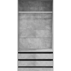 vidaXL Kledingkast 100x50x200 cm bewerkt hout betongrijs