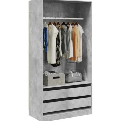 vidaXL Kledingkast 100x50x200 cm bewerkt hout betongrijs