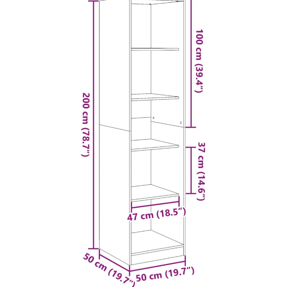 vidaXL Kledingkast 50x50x200 cm bewerkt hout wit