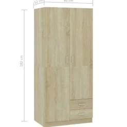 vidaXL Kledingkast 80x52x180 cm bewerkt hout sonoma eikenkleurig