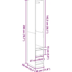 vidaXL Kledingkast 100x32,5x35 cm bewerkt hout gerookt eikenkleurig