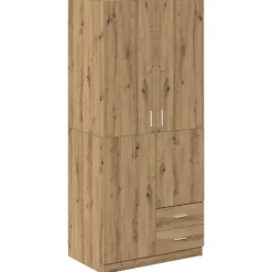 vidaXL Kledingkast 80x52x180 cm bewerkt hout artisanaal eikenkleurig