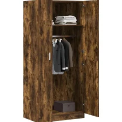 vidaXL Kledingkast 80x52x180 cm bewerkt hout gerookt eikenkleurig