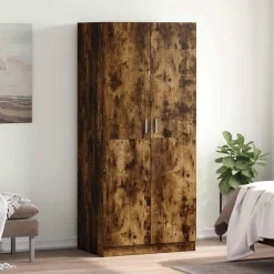 vidaXL Kledingkast 80x52x180 cm bewerkt hout gerookt eikenkleurig
