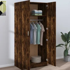 vidaXL Kledingkast 80x52x180 cm bewerkt hout gerookt eikenkleurig