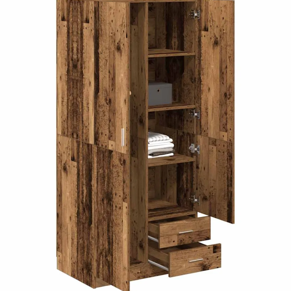 vidaXL Kledingkast 80x52x180 cm bewerkt hout oud houtkleurig