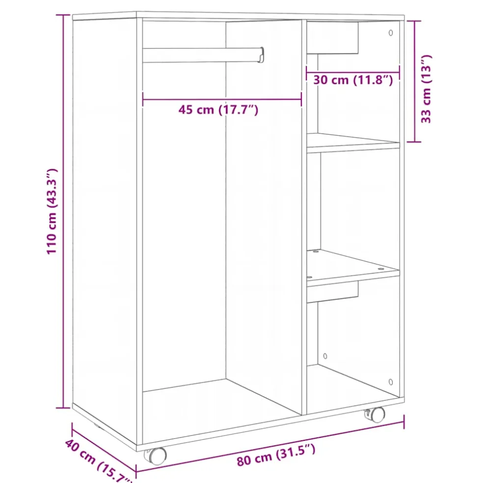 vidaXL Kledingkast 80x40x110 cm bewerkt hout sonoma eikenkleurig