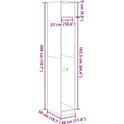 vidaXL Kledingkast 30x50x200 cm bewerkt hout gerookt eikenkleurig