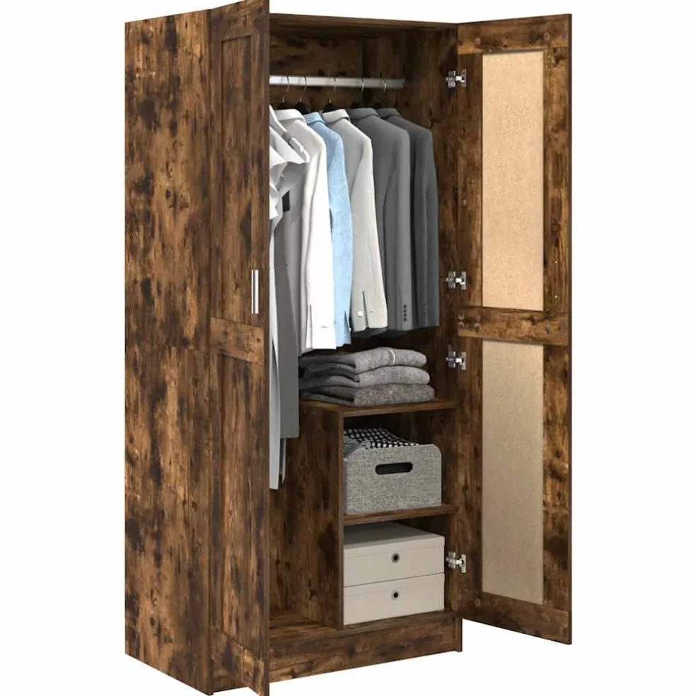 vidaXL Kledingkast 82,5x51,5x180 cm bewerkt hout gerookt eikenkleurig