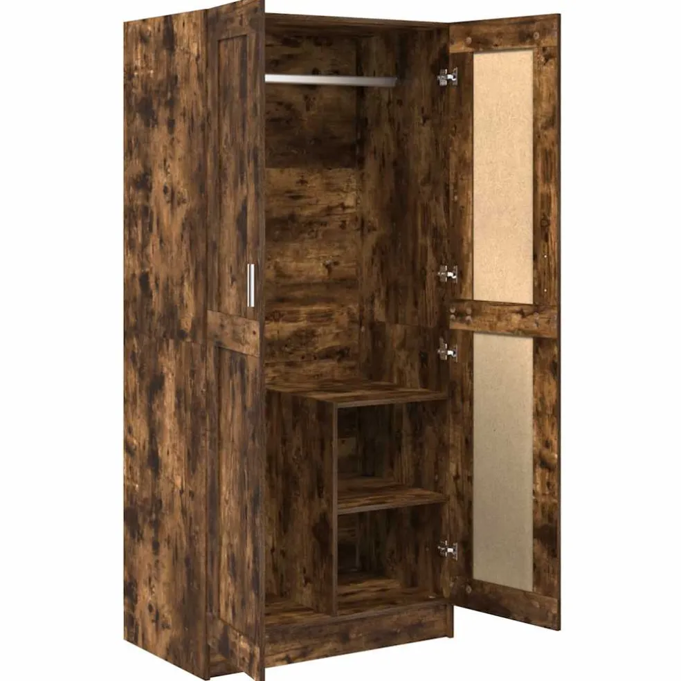 vidaXL Kledingkast 82,5x51,5x180 cm bewerkt hout gerookt eikenkleurig
