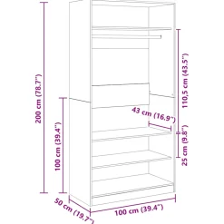 vidaXL Kledingkast 30x50x200 cm bewerkt hout oud hout