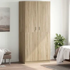 vidaXL Kledingkast 90x52x200 cm bewerkt hout sonoma eikenkleurig