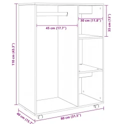 vidaXL Kledingkast 80x40x110 cm bewerkt hout betongrijs