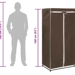 vidaXL Kledingkast 75x50x160 cm bruin