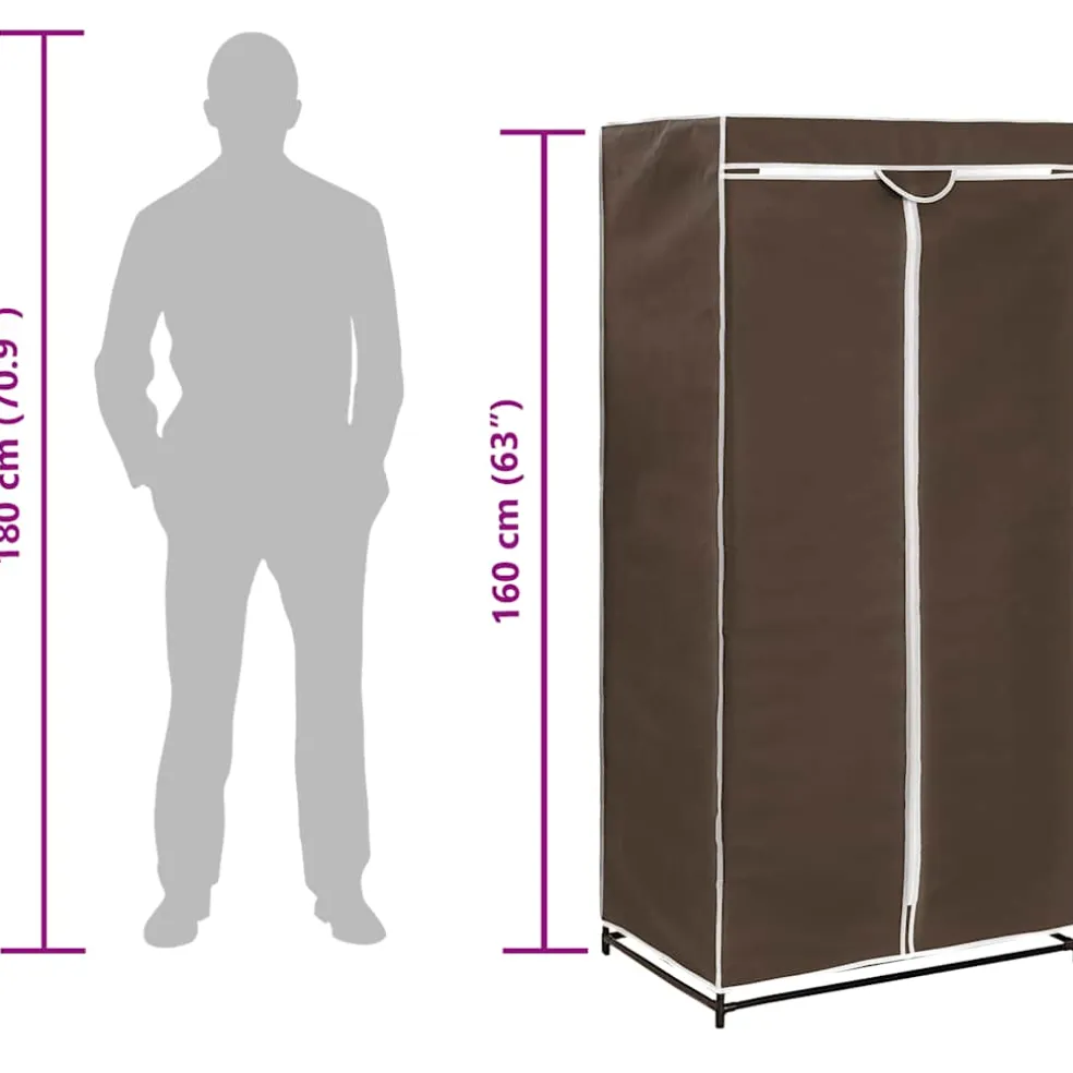 vidaXL Kledingkast 75x50x160 cm bruin