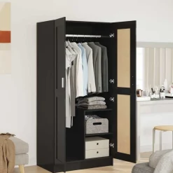 vidaXL Kledingkast 82,5x51,5x180 cm spaanplaat hoogglans zwart