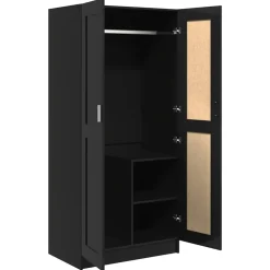 vidaXL Kledingkast 82,5x51,5x180 cm spaanplaat hoogglans zwart