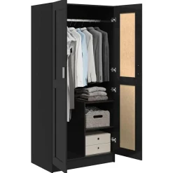 vidaXL Kledingkast 82,5x51,5x180 cm spaanplaat hoogglans zwart