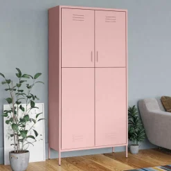 vidaXL Kledingkast 90x50x180 cm staal roze